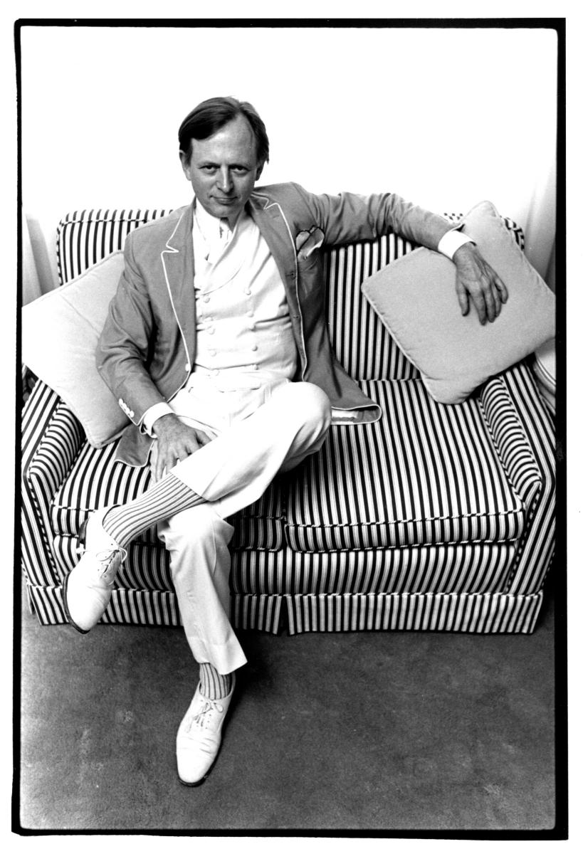 Tom Wolfe and his striped socks, 1980