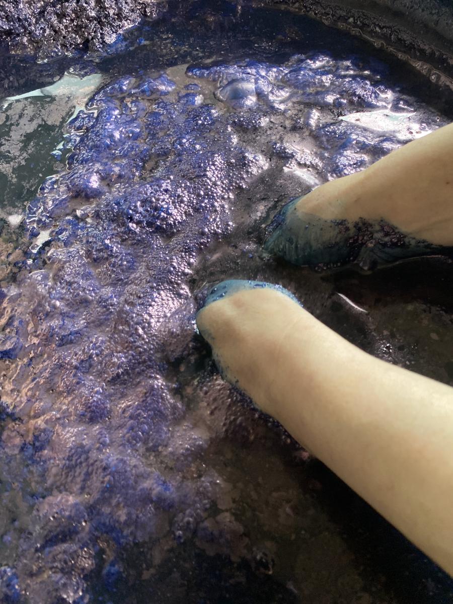 Indigo bath at Takarajima Senkou studio