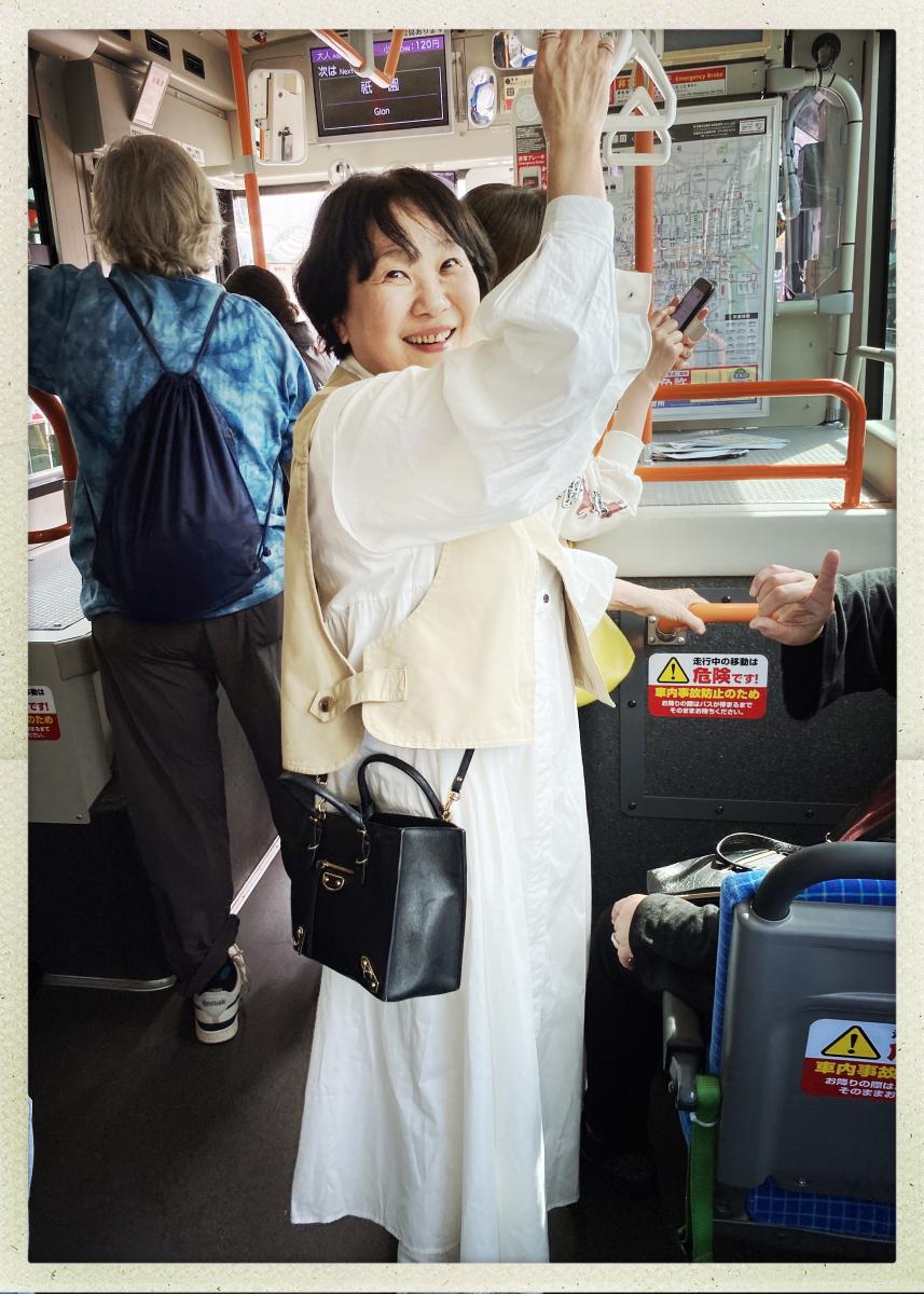 Elegant bus passenger