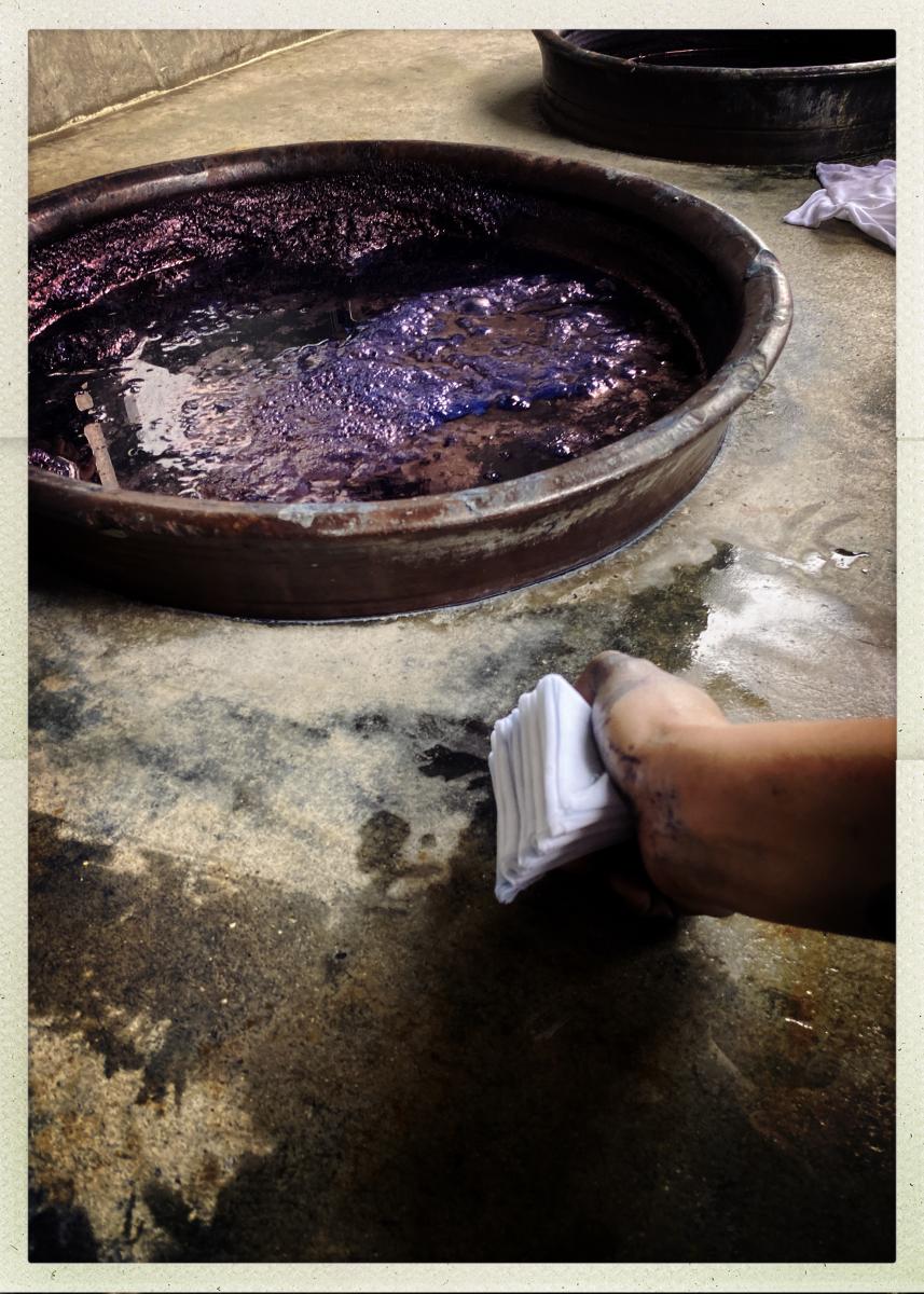 Indigo bath at Takarajima Senkou studio