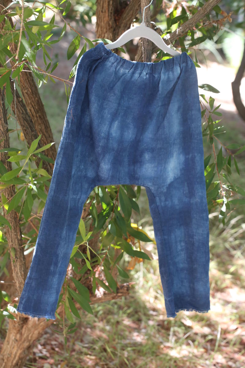 Indigo dye, shibori technique. 100% linen