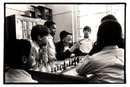 Agnes Agatha Robinson teaching chess at PS 97, 1972.
