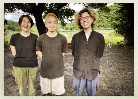 Dyers in their mud dyed shirts at Kanei Kogei, mud dyers on Amami Island, Japan