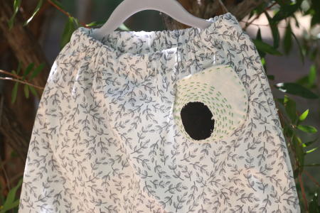 Cotton, sashiko embroidered pocket.